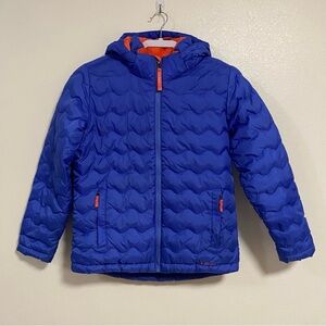 L.L. Bean Jacket Boys Size Medium 10/12 Royal Blue Orange hooded Puffer Jacket